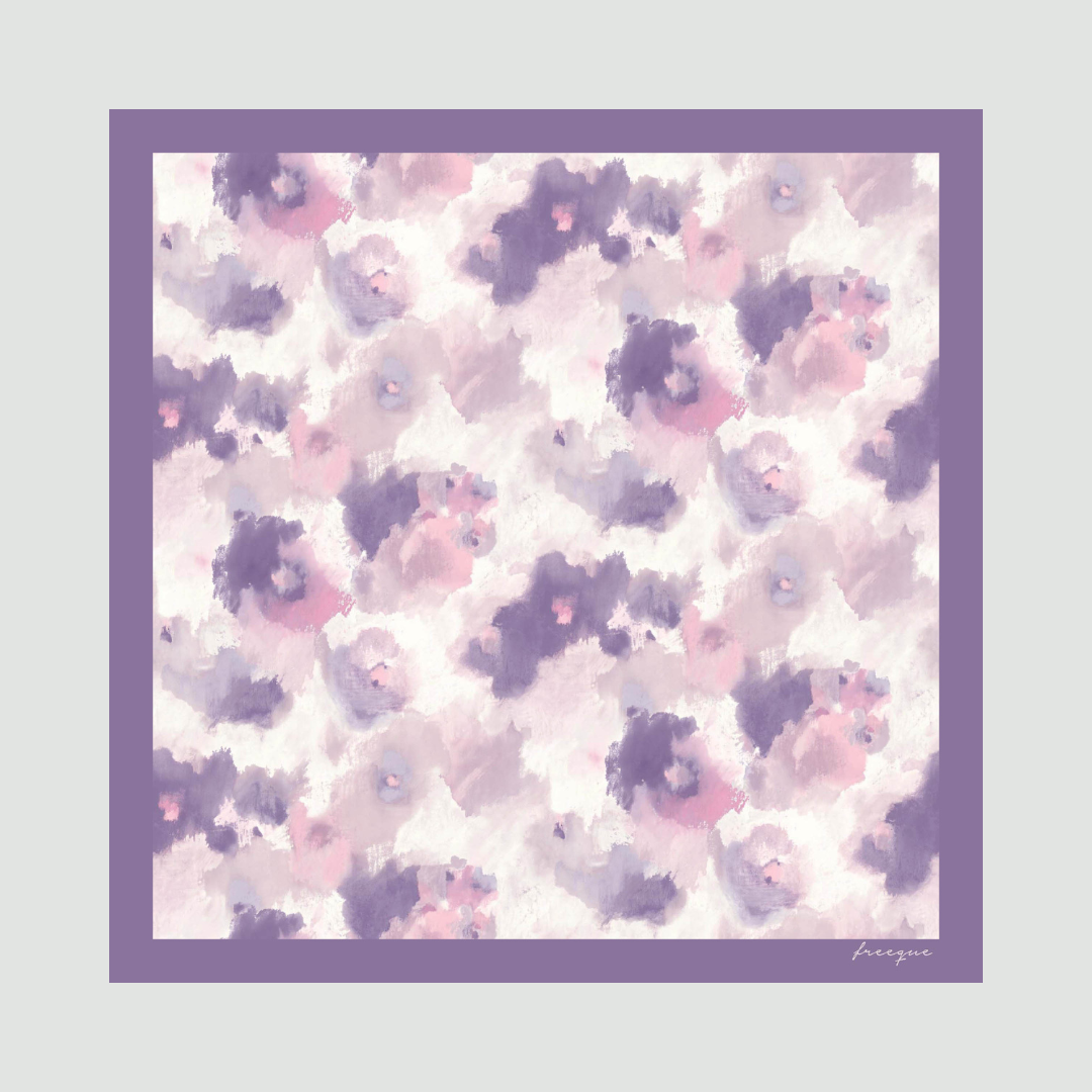 Lavender Bliss scented scarf with soft lavender and pink floral pattern