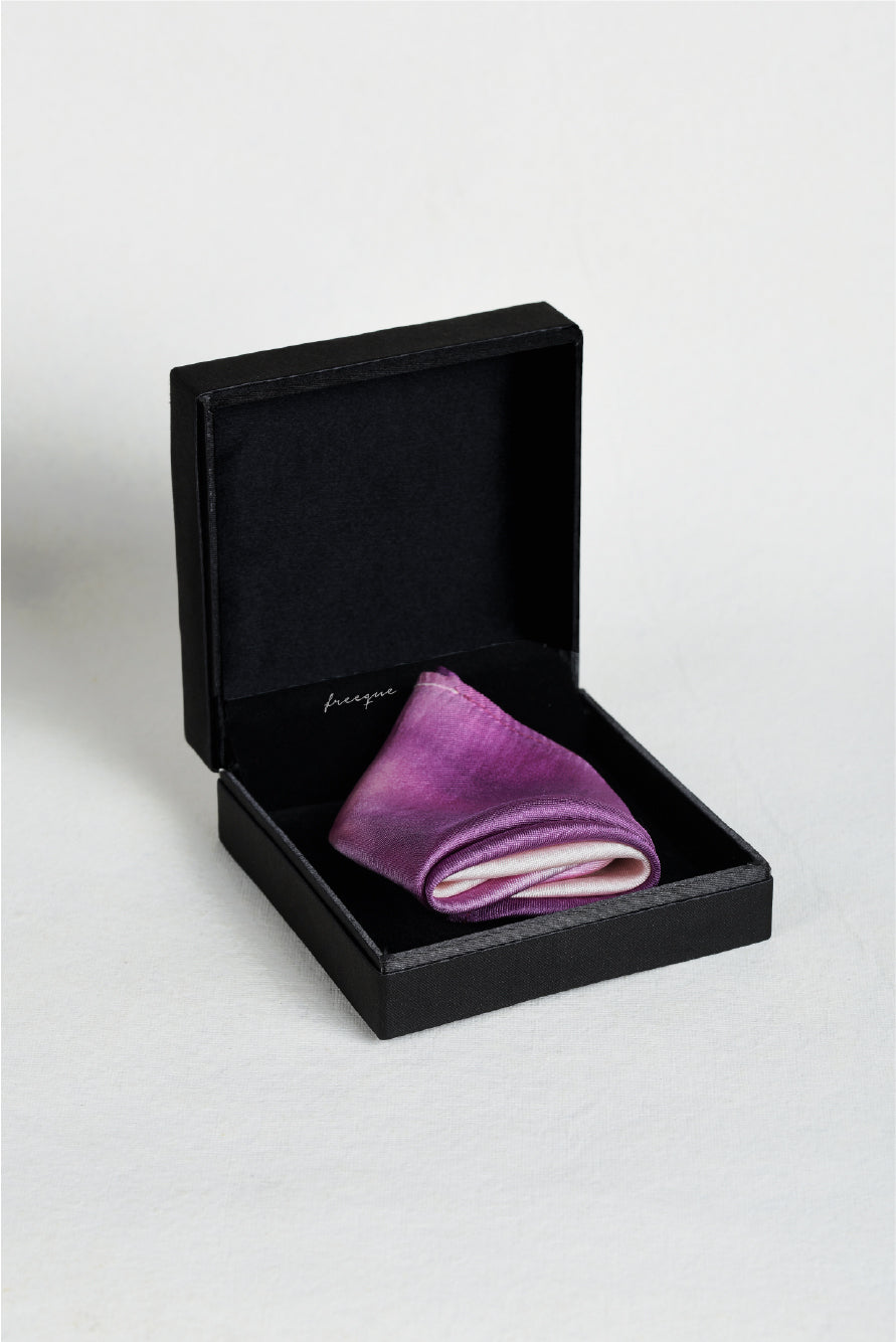 Ombre pink purple scented pocket square in luxury box