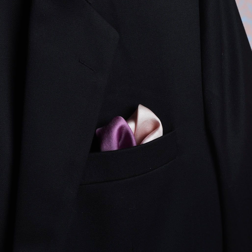 Ombre pink purple scented pocket square in suit pocket